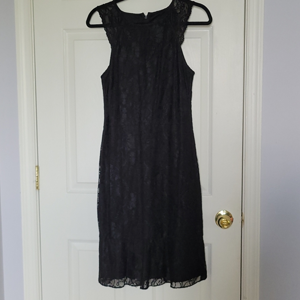 Black lace sheath dress